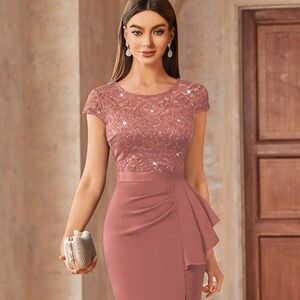 NWT Miusol Pink Sequin Midi Dress Size S